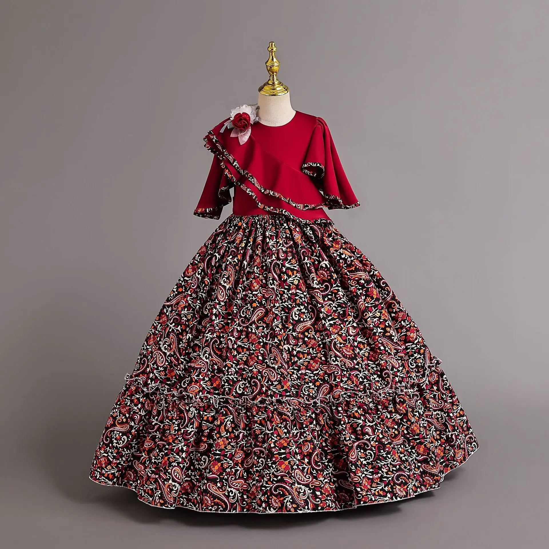 Summer Children's Clothing Chiffon comfort Fabric Floral Girl's Long Dress Party Floral Child Wedding Dress