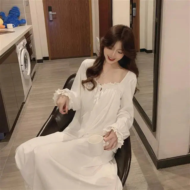 Winter Women's Nightgowns New Long Sleeve Cotton Sleepwear Dress Spring Autumn Night Dress Loose Big Size Woman Sleep Shirts