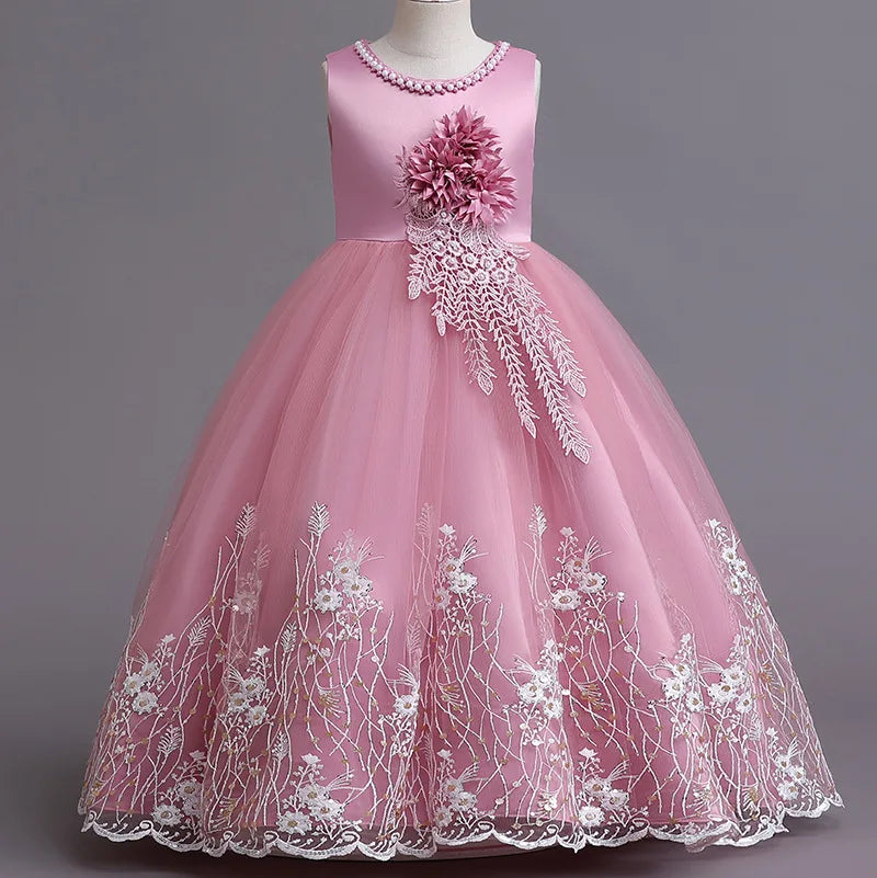 New Princess Summer Lace Bridesmaid Party Dress Flower Costume Kids Dresses for Girls Wedding Dress Vestido