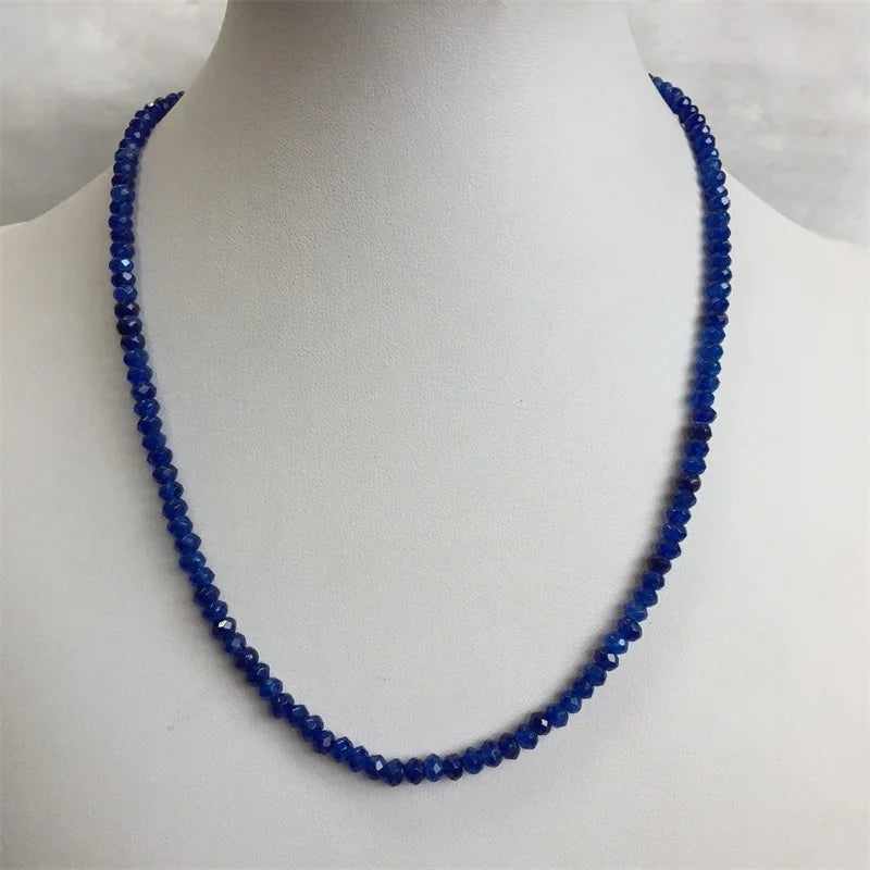 Double Color Green Emerald Necklace for Women Natural Faceted Sapphire Chain Jade Stone Bead Choker Collares Abacus Gift Jewelry