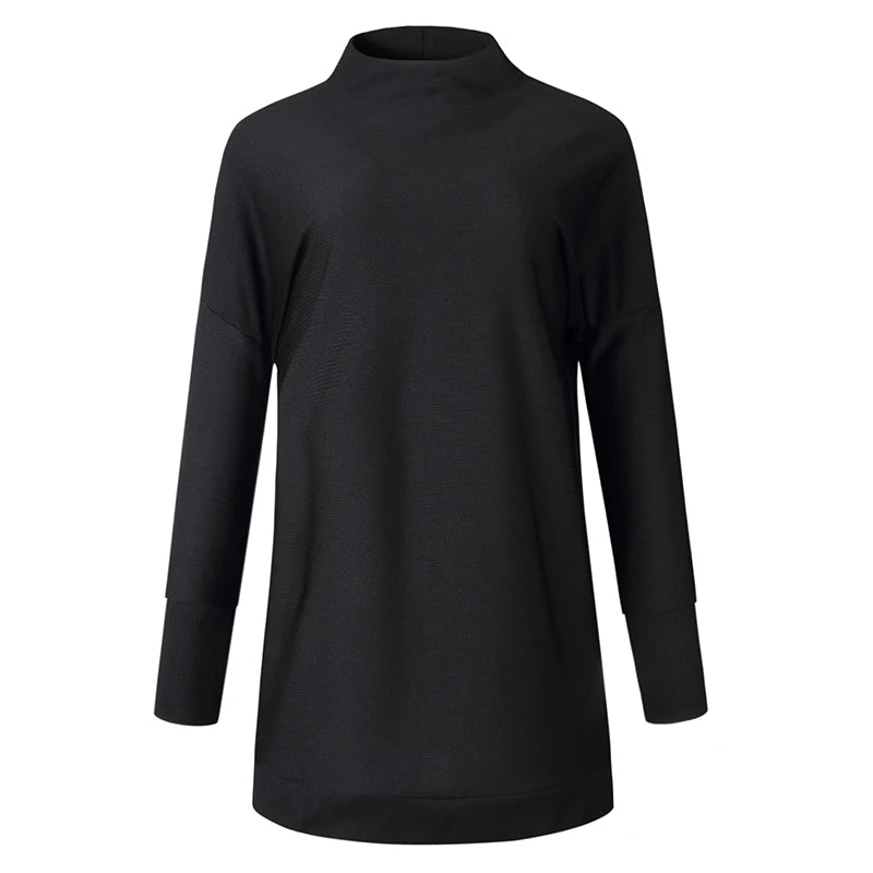 Customizable Turtleneck Loose Winter Dress Women Autumn Long Sleeve Solid Casual Sexy Mini Dress Female T Shirt Dress