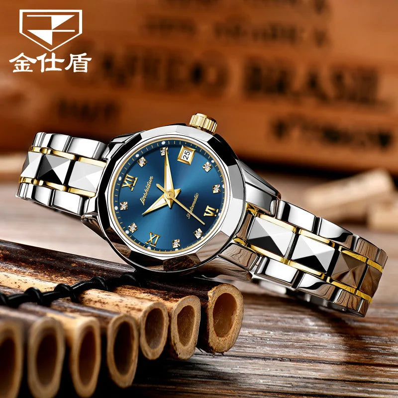 JSDUN Fashion Fashion Womens Watch New Waterproof Ladies Watch High Quality Tungsten Steel Automatic Mechanical Watches for Women