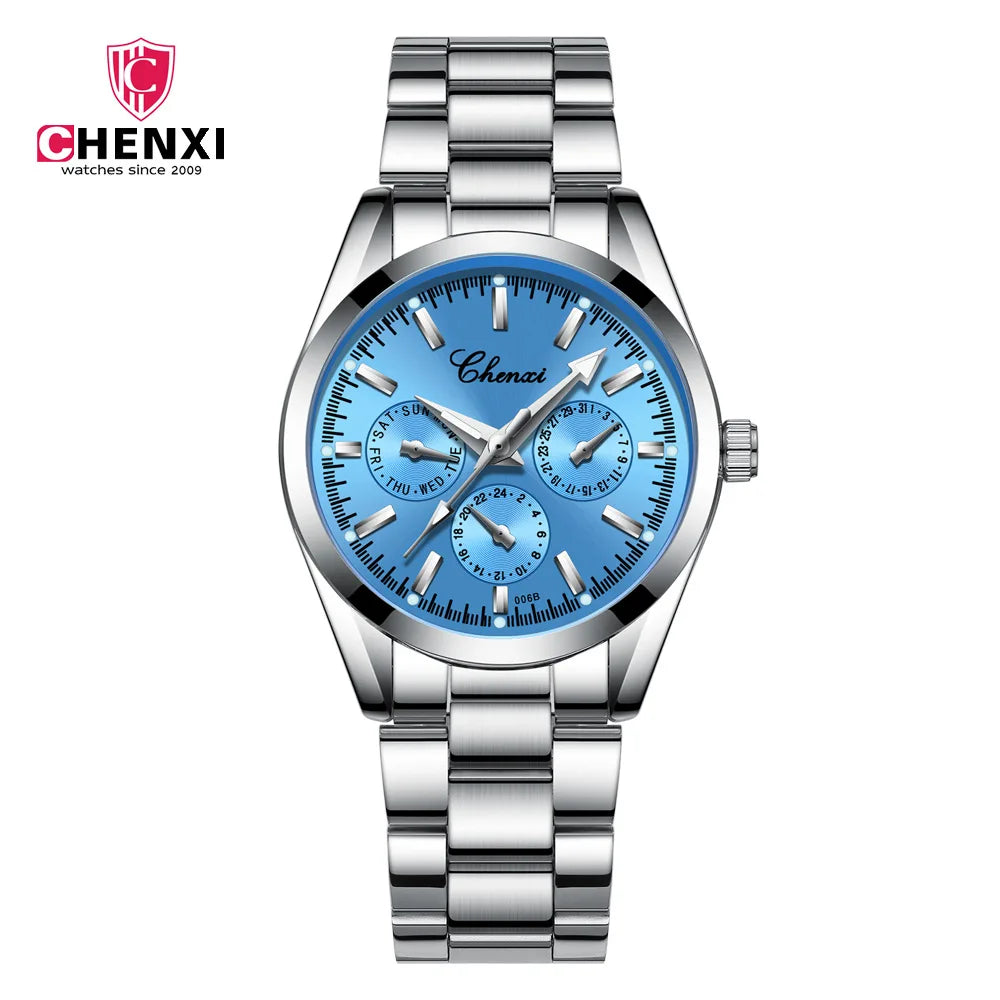 CHENXI 006 New Fashion Women Watch Stainless Steel Rhinestone Ladies Watch Simple Casual Women Quartz Wrist Watch Ches