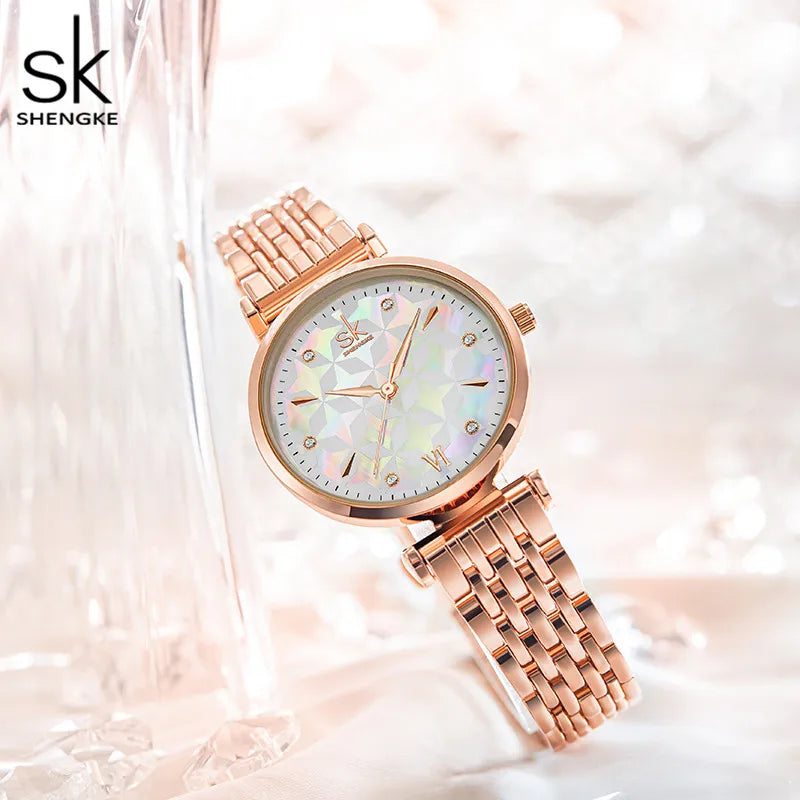 2023 New Shengke Creative Ladies Watch Quartz Luxury  Earrings Necklace SK Watch Women Jewelry Set Gift Fashion Reloj Mujer
