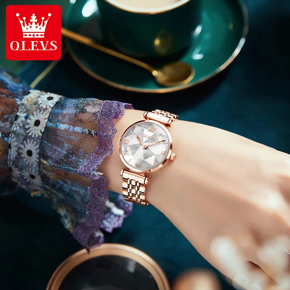 OLEVS 6642 Brand Hot Sale Ladies Watch Set Luxury Watch Steel Band Strap Quartz Waterproof Ladies Watch Simple Fashion