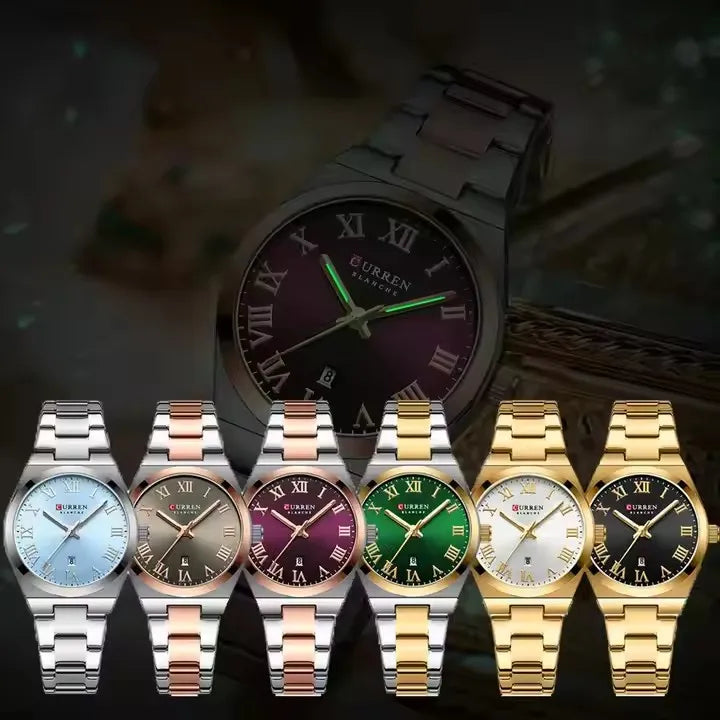 CURREN 9095 Women Watches Romantic Girlfriend Gift Fashion Gold Stainless Stain Steel Ladies Watch Waterproof Quartz Wristwatch