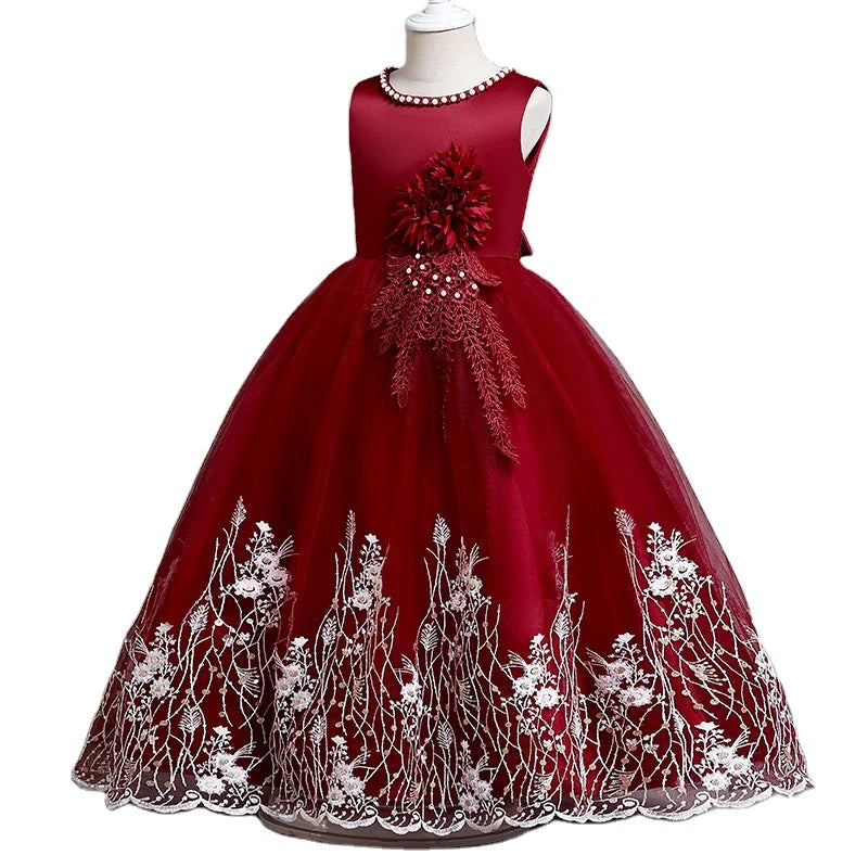 New Princess Summer Lace Bridesmaid Party Dress Flower Costume Kids Dresses for Girls Wedding Dress Vestido