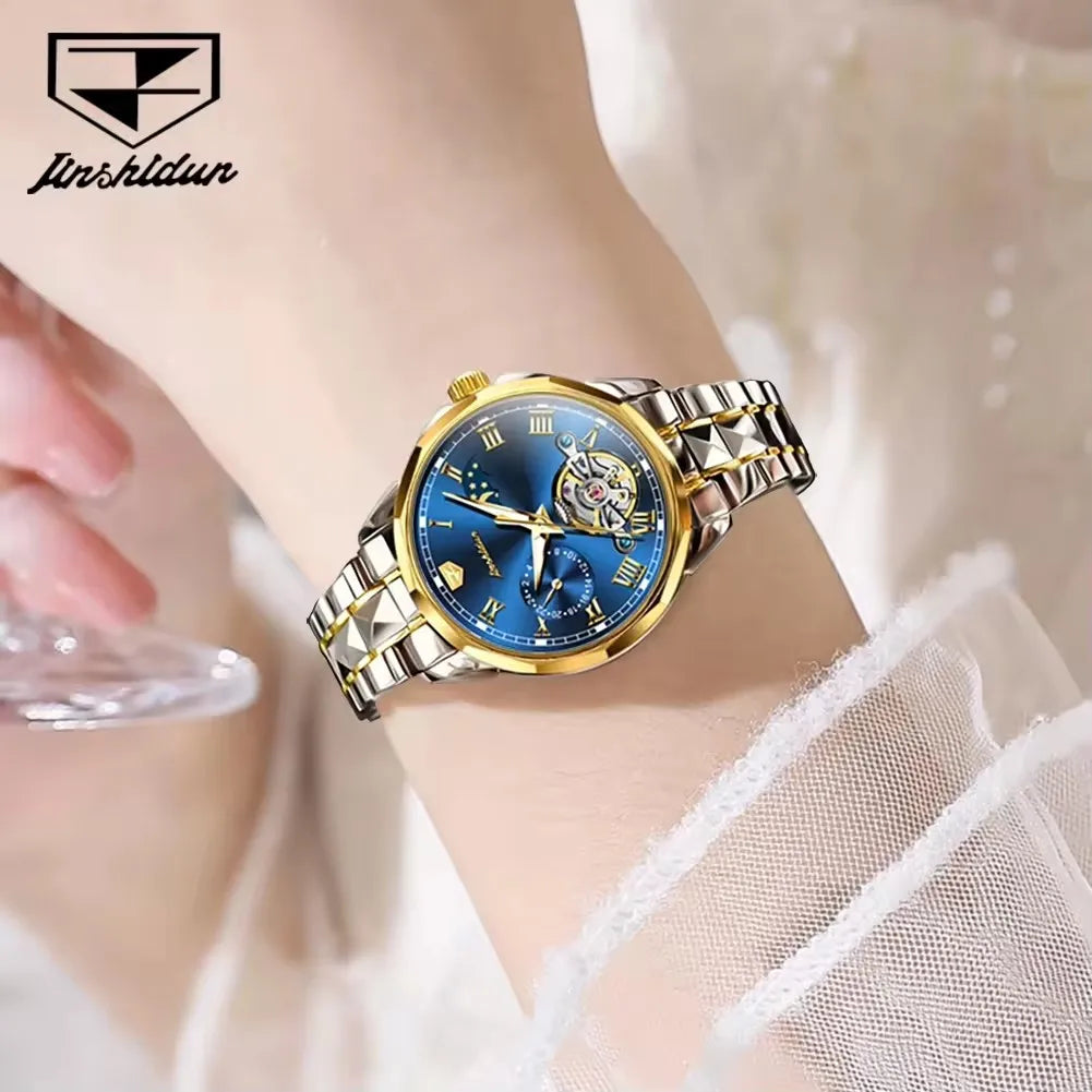 Jsdun 8937 High Quality Waterproof Automatic Mechanical Reloj Tungsten Steel Top Luxury Brand Elegant Women Watches Ladies Watch