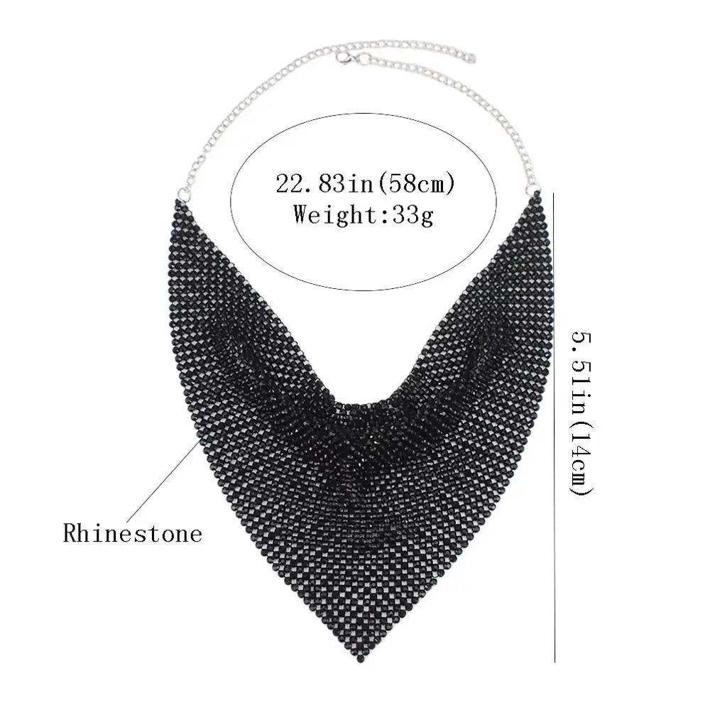 Rhinestone Chokers Set Metal Slice Maxi Necklace And Earrings Women Party Dress Accessories Fashion Jewelry Sets UKEN