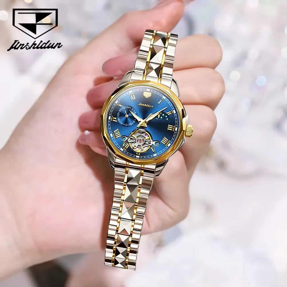 Jsdun 8937 High Quality Waterproof Automatic Mechanical Reloj Tungsten Steel Top Luxury Brand Elegant Women Watches Ladies Watch