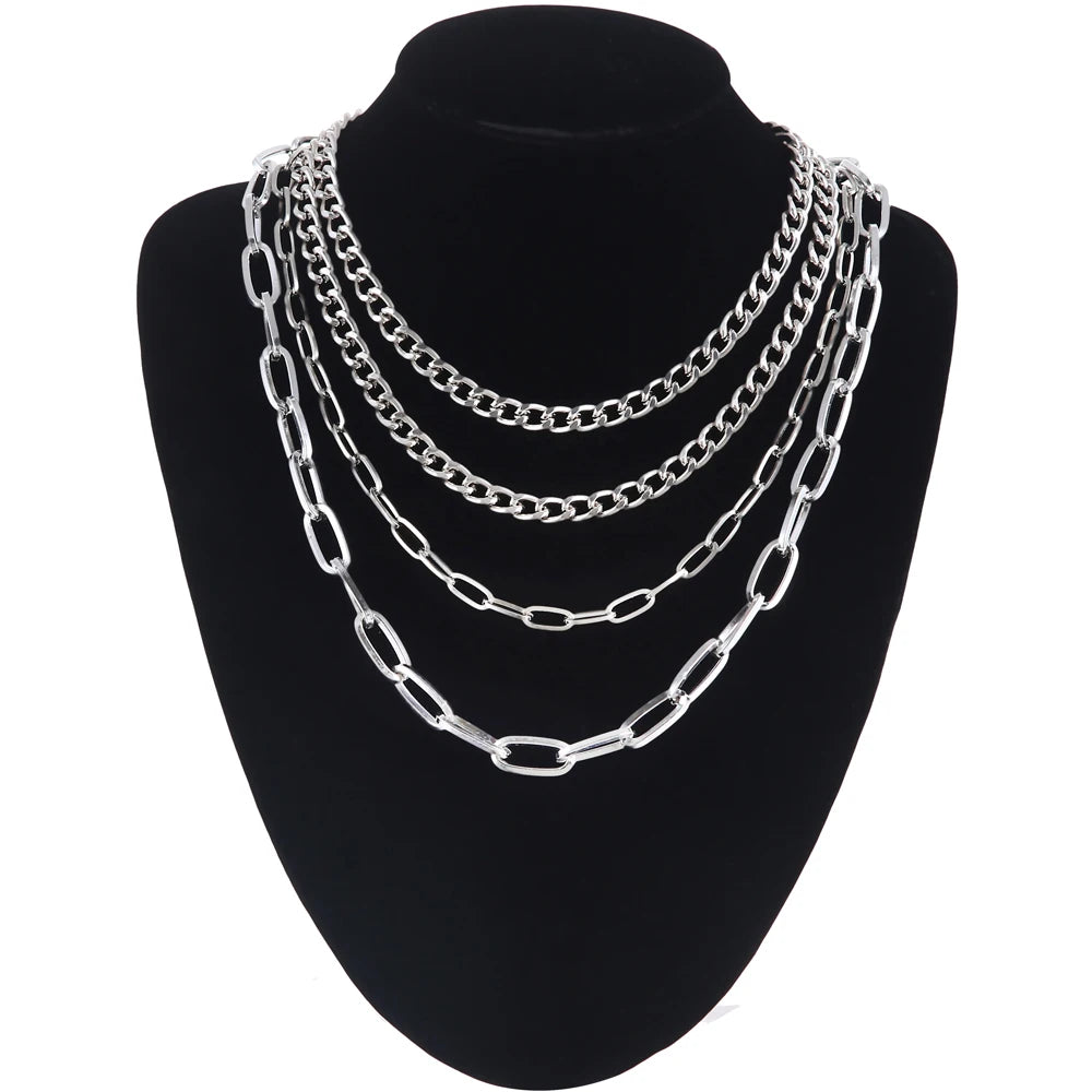 Layered Chain Necklace Cool Lock Goth Accessories Grunge Style Fairy Core Choker 2000s Aesthetic Y2k  Jewelry