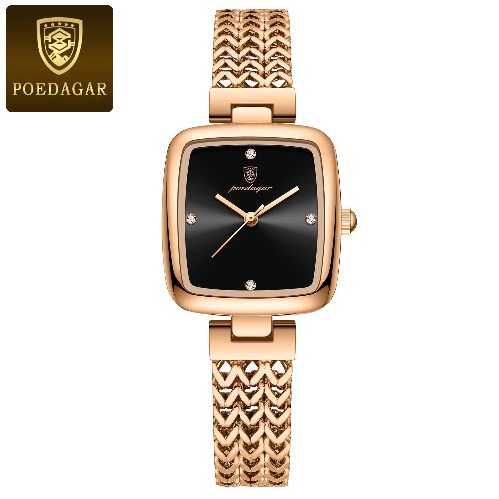POEDAGAR 768 Rose Gold Steel Quartz Watches for Women Luxury Jewelry Design Waterproof Luminous Ladies Watch