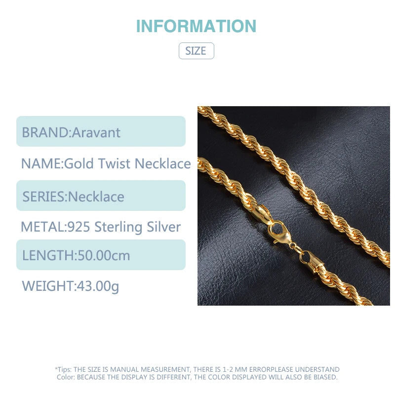 925 Silver 6mm 7mm Twist Necklace For Women Men Fashion Jewelry