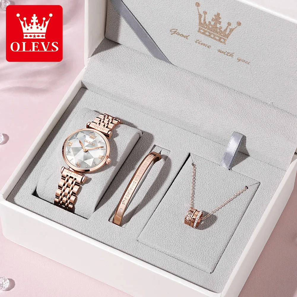 OLEVS 6642 Brand Hot Sale Ladies Watch Set Luxury Watch Steel Band Strap Quartz Waterproof Ladies Watch Simple Fashion