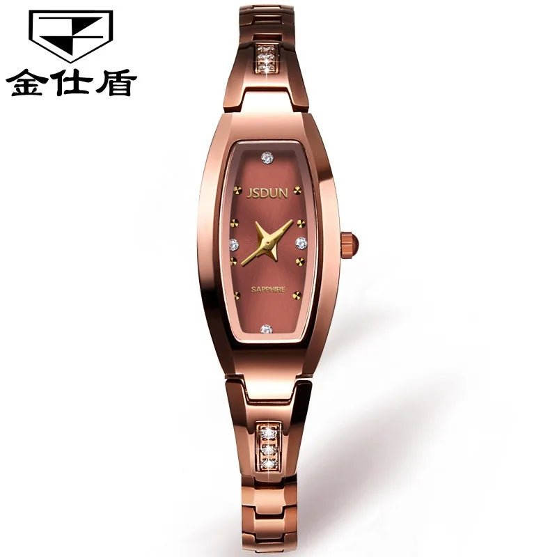 Jsdun 6530 Business Quartz Ladies Watch Synthetic Sapphire Mirror Waterproof Hand Clock Tungsten Steel Strap  for Women Watches