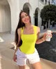 2025 Wholesale Women's Bodysuit Jumpsuit European American Fashionable Design Oversized Square Tight Skinny Fit Solid for Summer