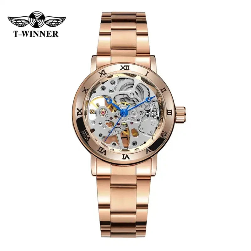 Winner Women's Watches 208 New Tourbillon Style Original Handwinder Mechanical Watch for Woman Waterproof Ladies Watch