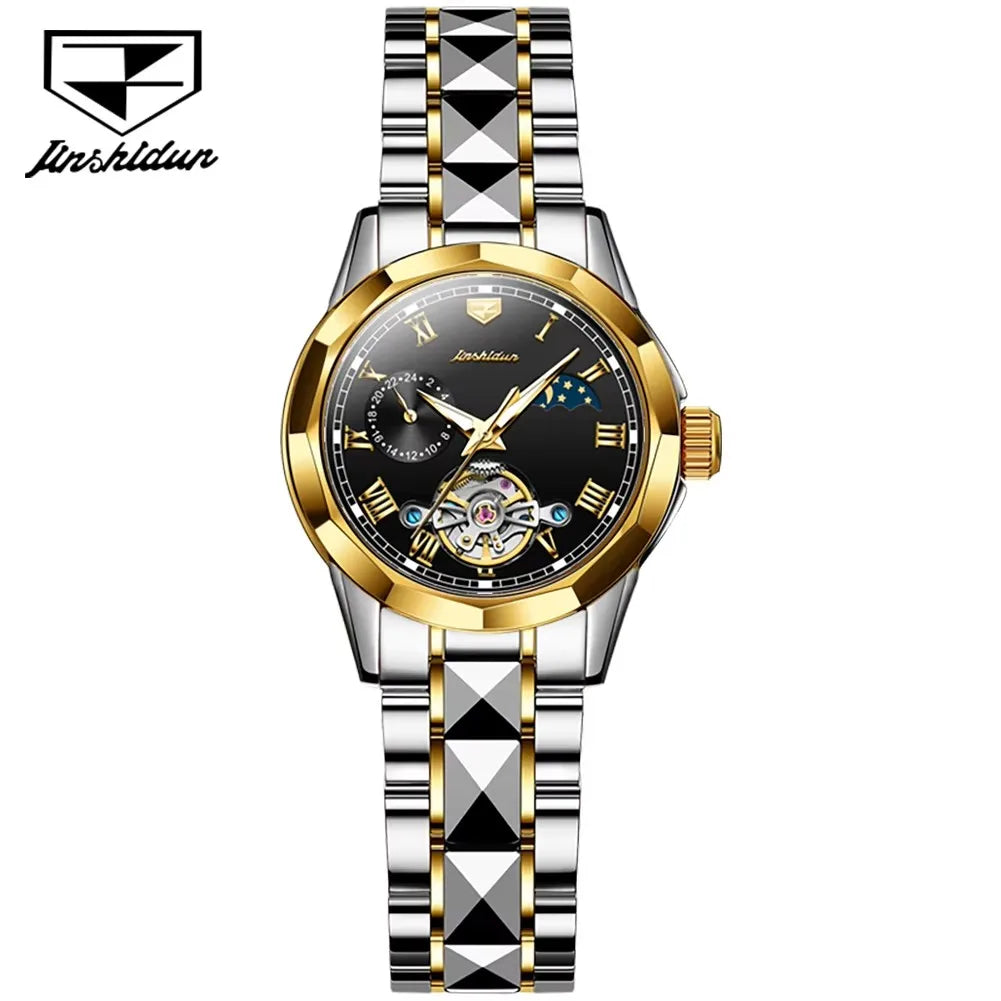 Jsdun 8937 High Quality Waterproof Automatic Mechanical Reloj Tungsten Steel Top Luxury Brand Elegant Women Watches Ladies Watch