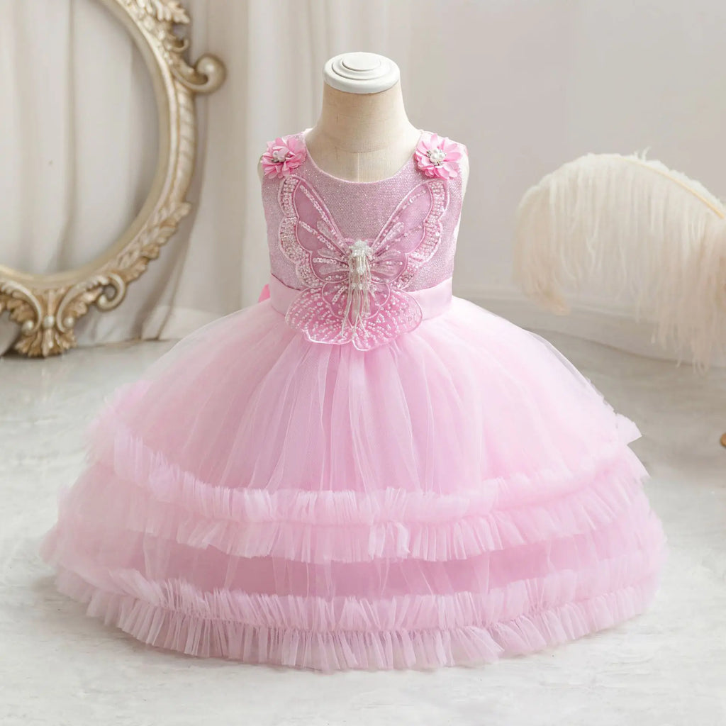 Girls Summer Dresses Applique Lace Infant Baby Girl Princess Toddler Birthday Party Wedding Dress Clothes