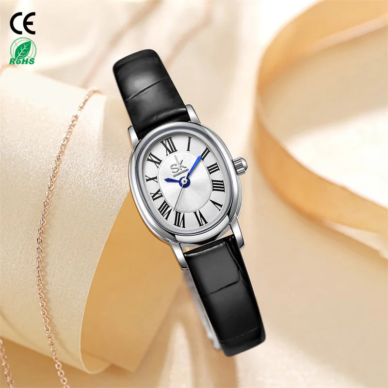 SHENGKE Wholesale Ladies Watch Black Watch's Straps Leather Waterproof Quartz Watches Women Wrist Luxury Reloj Mujer