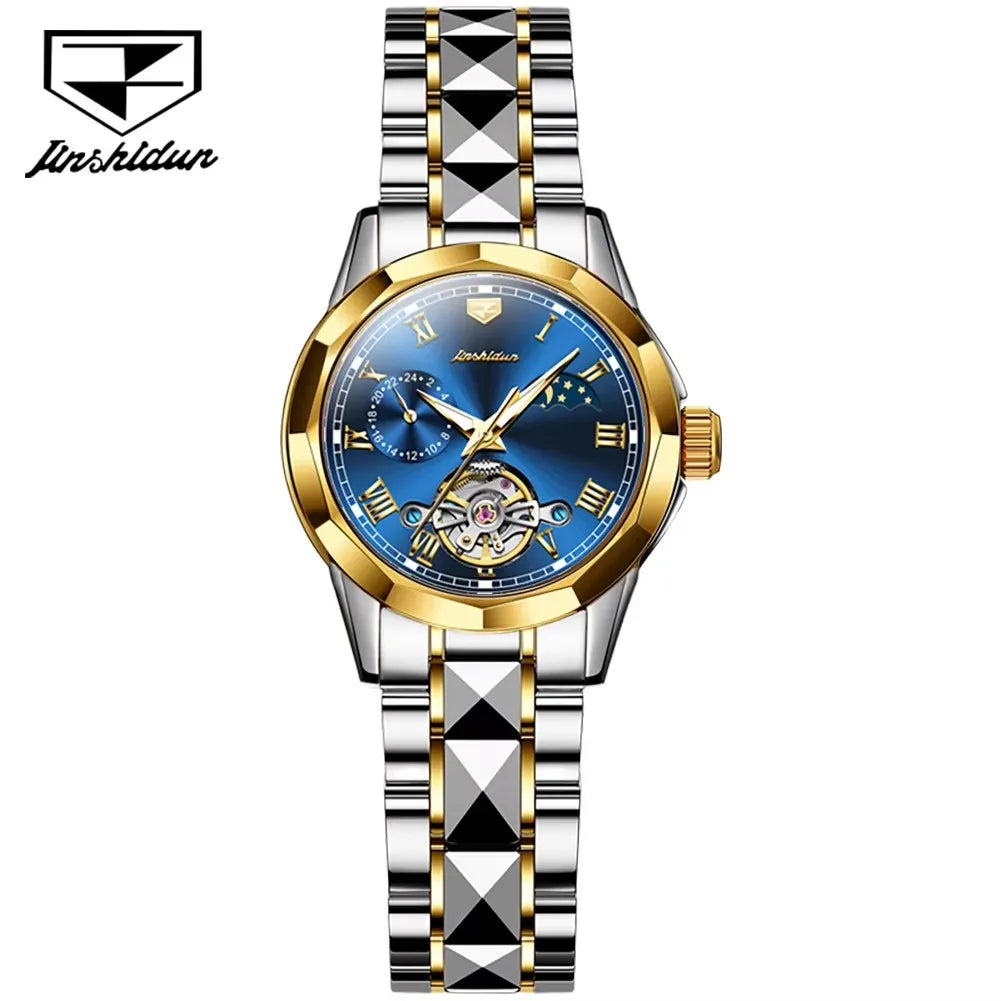 Jsdun 8937 High Quality Waterproof Automatic Mechanical Reloj Tungsten Steel Top Luxury Brand Elegant Women Watches Ladies Watch