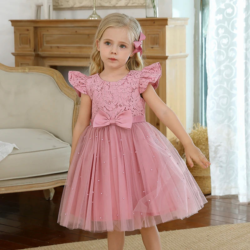 Girls Princess Dress Wedding Party Tutu Prom Gown 1-5 Yrs Kids Birthday Evening Bridesmaid Tulle Clothes Children Summer Dresses