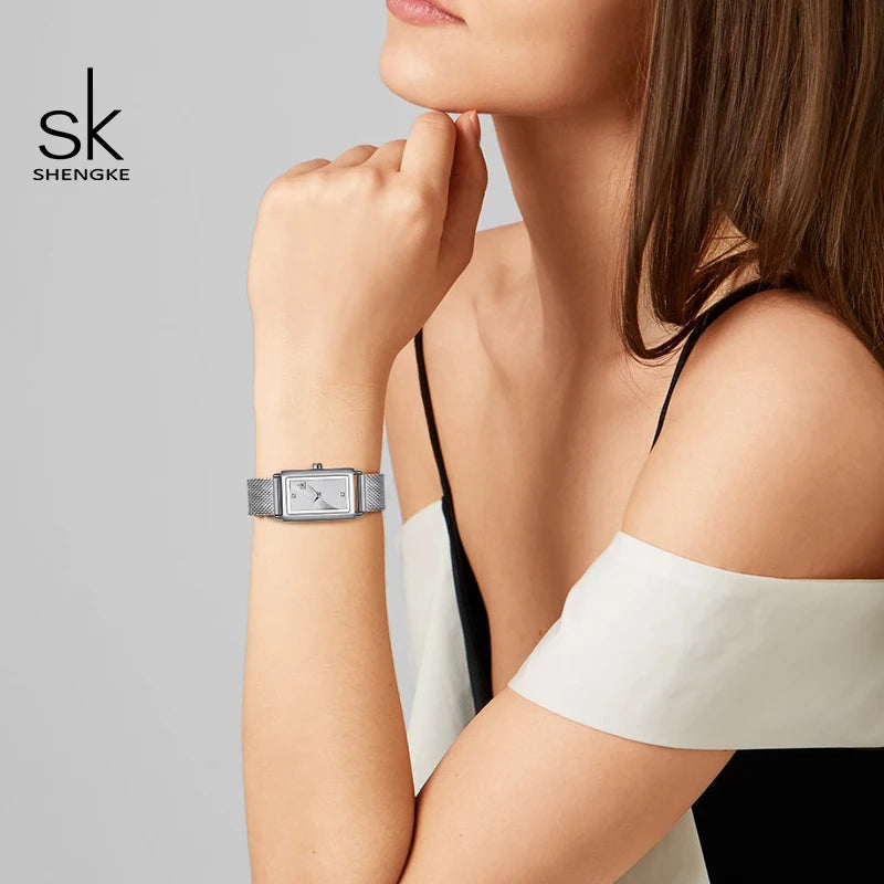 2023 New Shengke Creative Ladies Watch Quartz Luxury  Earrings Necklace SK Watch Women Jewelry Set Gift Fashion Reloj Mujer