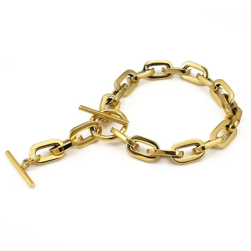Trendy Oval Round Corner Link Chain Necklaces For Women Men Thick Choker Long Chain Tassel Pendant Charm Handmade Necklace