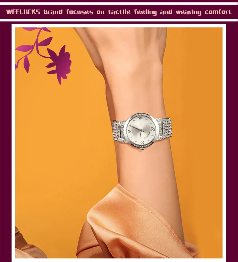 WEELUCKS High Quality Ladies Quartz Watch Bracelet Set Diamond Waterproof Casual Sports Business Ladies Watch Set