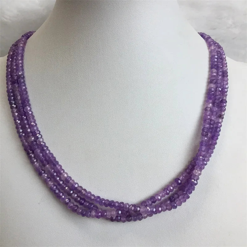 Double Color Green Emerald Necklace for Women Natural Faceted Sapphire Chain Jade Stone Bead Choker Collares Abacus Gift Jewelry