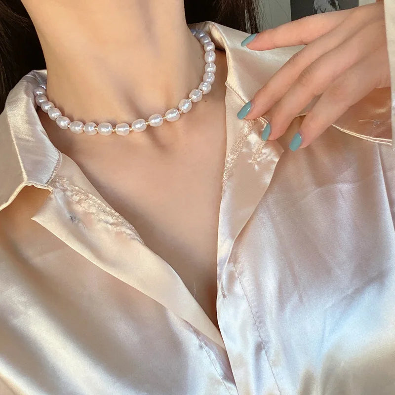 Vienkim Layered Pearl Choker Colar Thick Chains with Pendant Necklace for Women Fashion Choker Necklace on Neck 2021 Jewelry