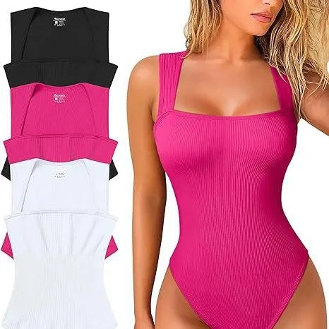 2025 Wholesale Women's Bodysuit Jumpsuit European American Fashionable Design Oversized Square Tight Skinny Fit Solid for Summer