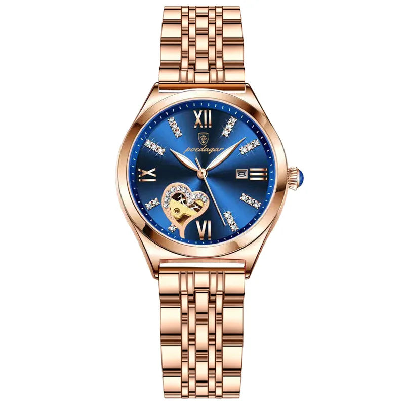 POEDAGAR 320 Women Watches Fashion Rose Gold Stainless Stain Steel Ladies Watch Waterproof Quartz Wristwatch for Romantic Gift
