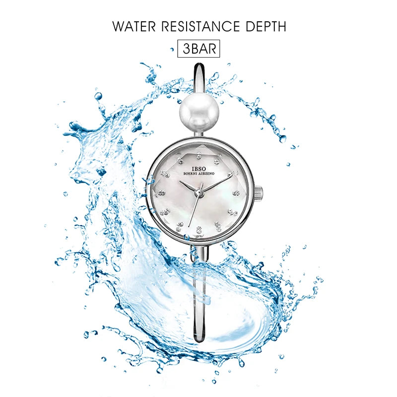 IBSO  9210 Adjustable Women Bracelets Ladies Watch Quartz Pearl Wristwatch Watch Women Luxury Elegant Ladies Accessory  Watch