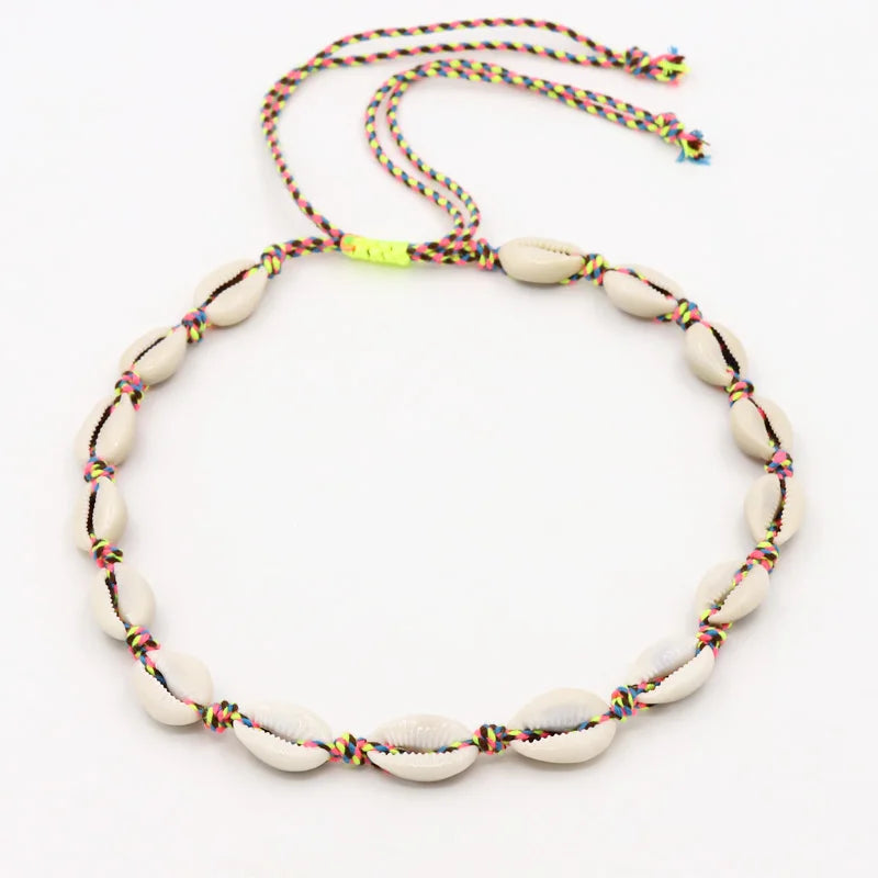 Shell Necklace Women's Neck Chain Jewelry Adjustable Handwoven Summer Beach Choker Necklace Female Girls Accessories