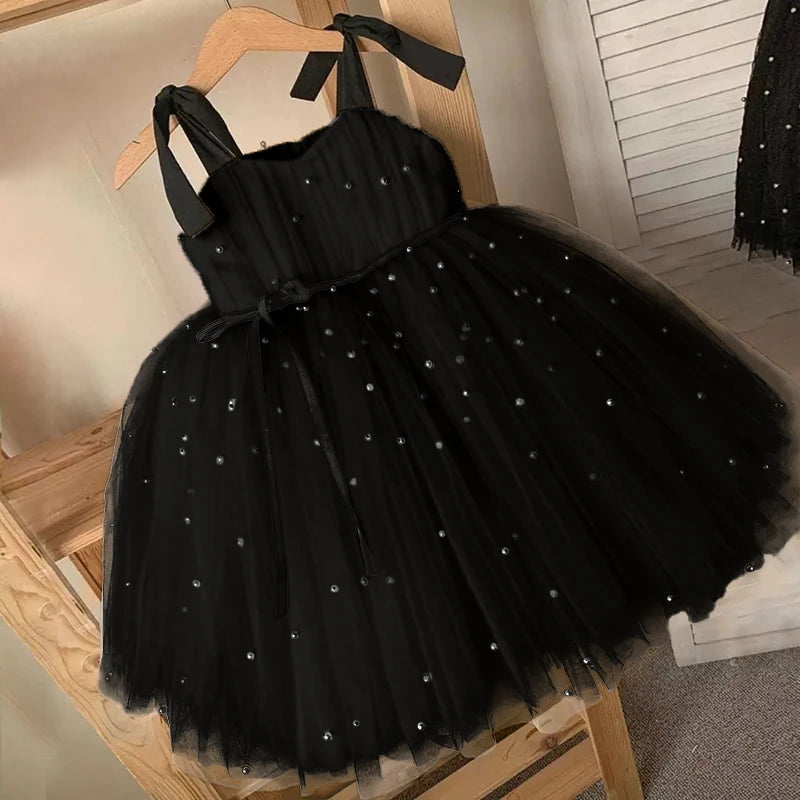 1-5 Years Baby Black Swan Prinsess Dress Girls Birthday Party Dresses Kids Christmas Children Sleeveless Tulle Tutu Clothings