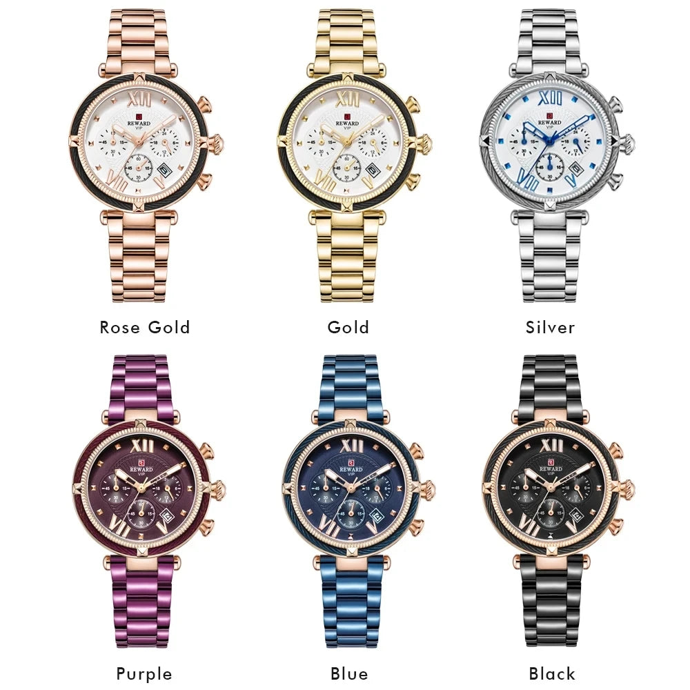 REWARD 63084 RD63084L Waterproof Stainless Steel Strap Women Luxury Quartz Watches Luminous Clock Ladies Watch for Party Gifts