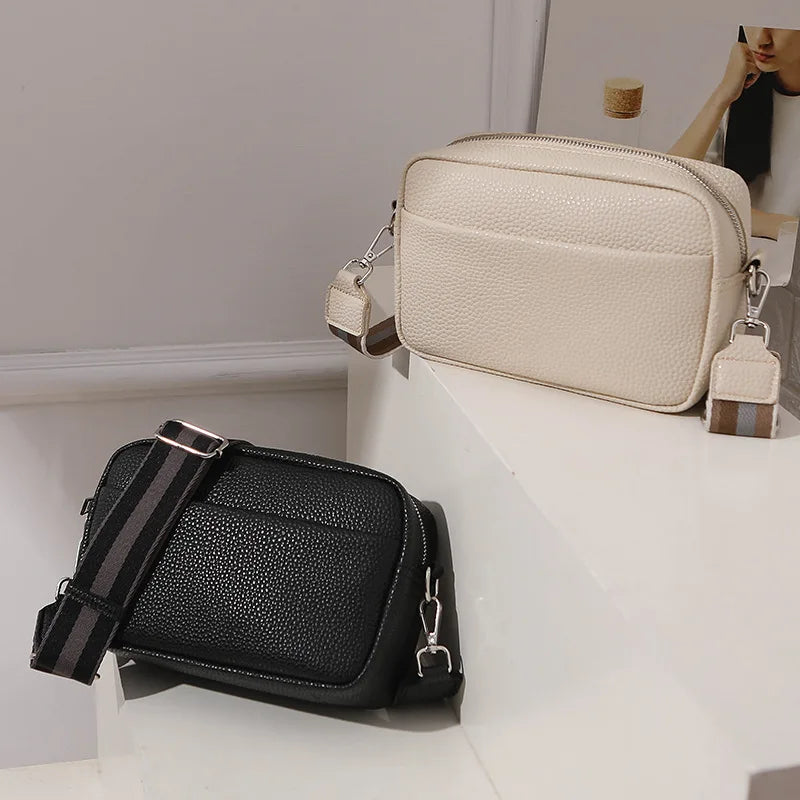 OEM Hot Selling Women's Bags Fashion Simple Shoulder Bag High Quality PU Leather Safety Zipper Outdoor Leisure Ladies Bags L1007