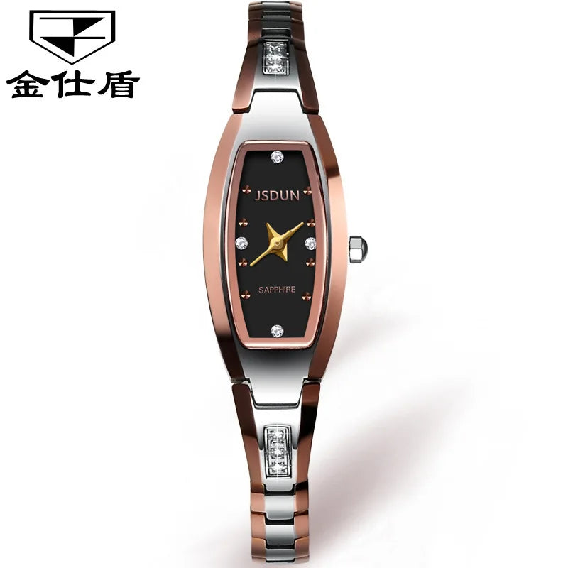 Jsdun 6530 Business Quartz Ladies Watch Synthetic Sapphire Mirror Waterproof Hand Clock Tungsten Steel Strap  for Women Watches