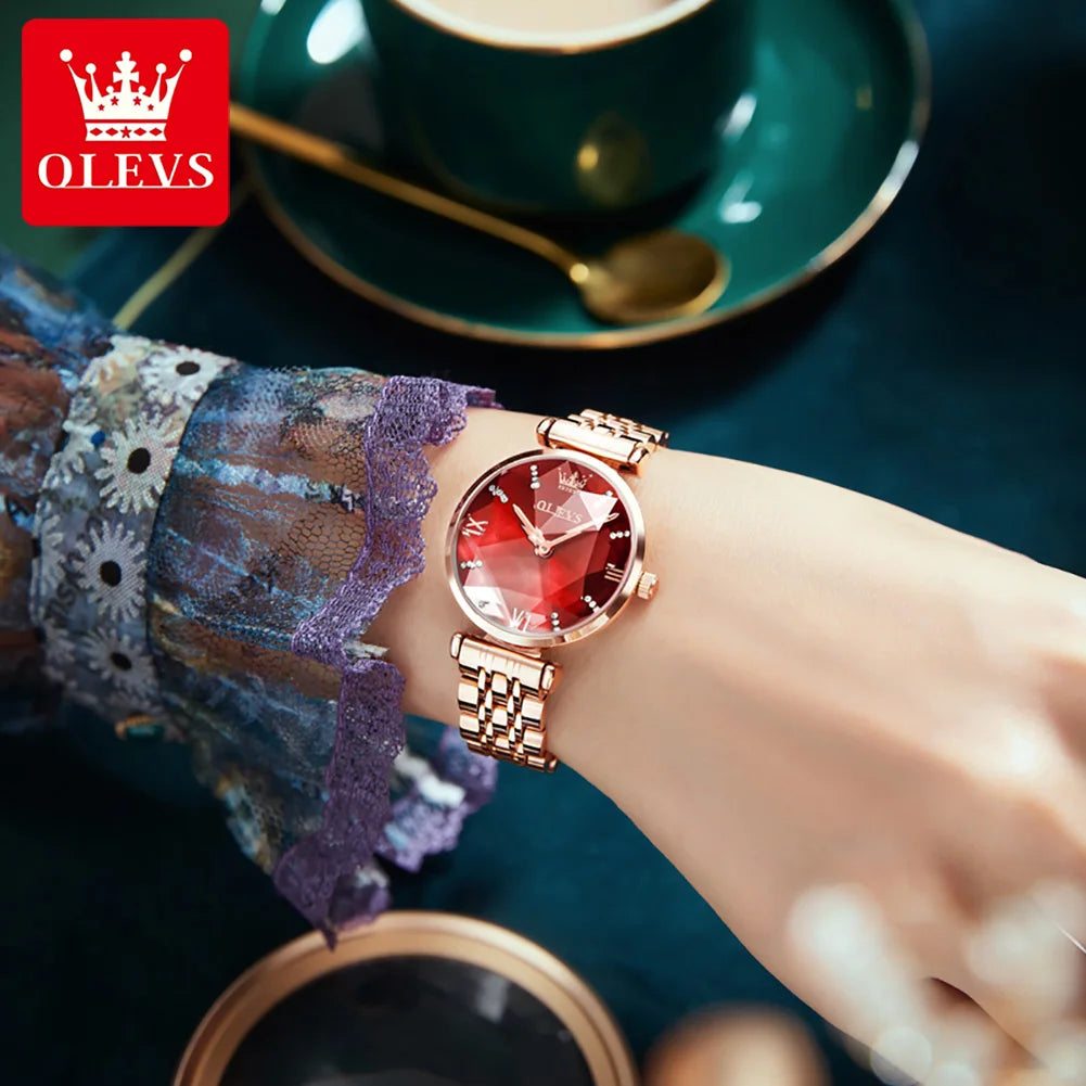 OLEVS 6642 Brand Hot Sale Ladies Watch Set Luxury Watch Steel Band Strap Quartz Waterproof Ladies Watch Simple Fashion