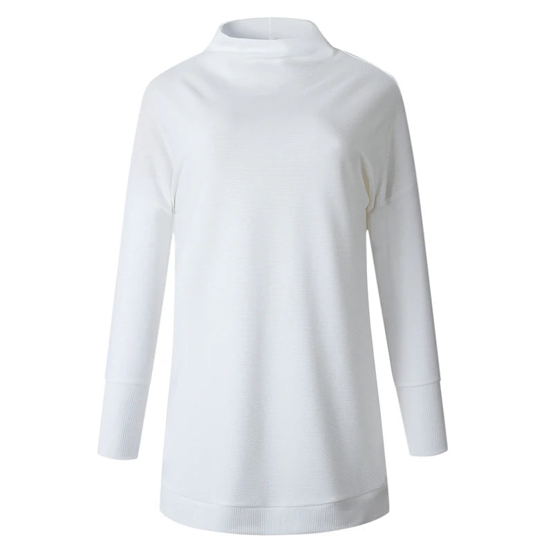 Customizable Turtleneck Loose Winter Dress Women Autumn Long Sleeve Solid Casual Sexy Mini Dress Female T Shirt Dress