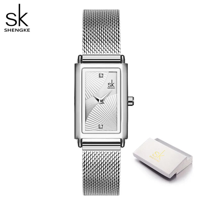 Shengke Women Watches Fashion Geneva Designer Ladies Watch Luxury Brand Rectangle Quartz Gold Wrist Watch Luxury Gifts for Women