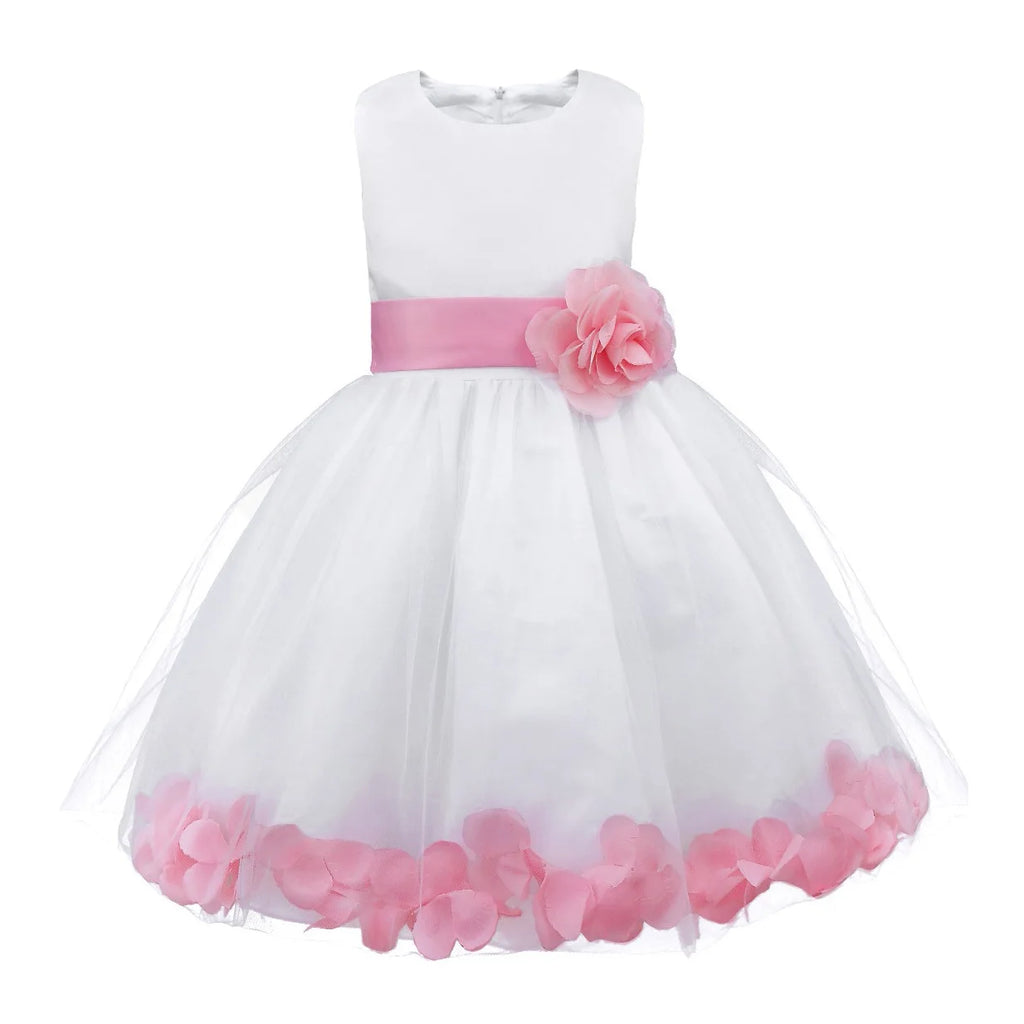 Baby Kids Girls Bowknot Flower Girl Dress Princess Birthday Party Tutu Dress Petals Wedding Pageant Bridesmaid Dresses Ball Gown