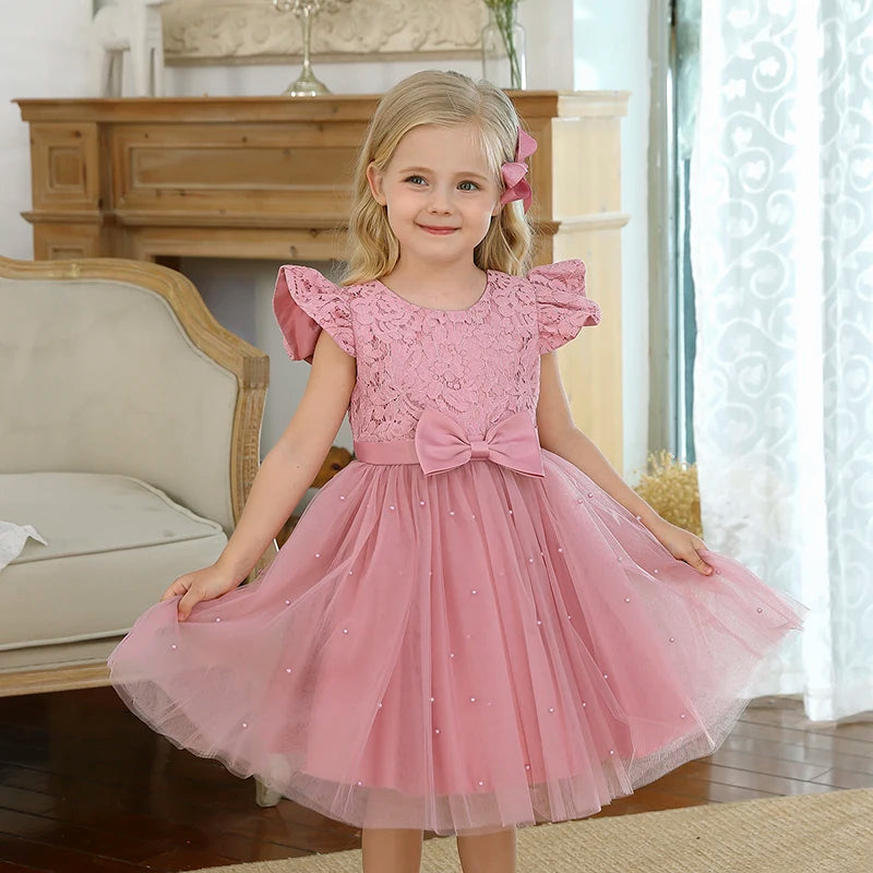 Girls Princess Dress Wedding Party Tutu Prom Gown 1-5 Yrs Kids Birthday Evening Bridesmaid Tulle Clothes Children Summer Dresses