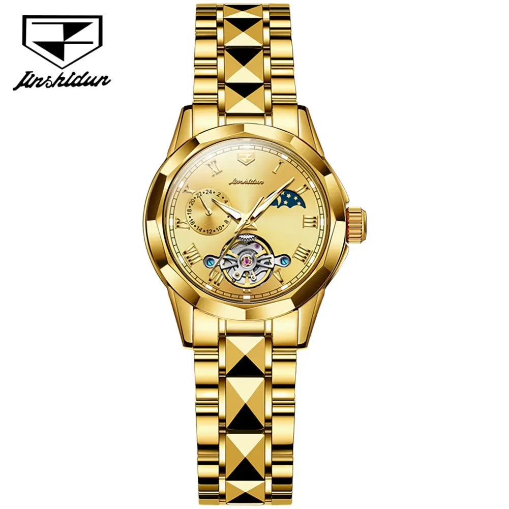 Jsdun 8937 High Quality Waterproof Automatic Mechanical Reloj Tungsten Steel Top Luxury Brand Elegant Women Watches Ladies Watch