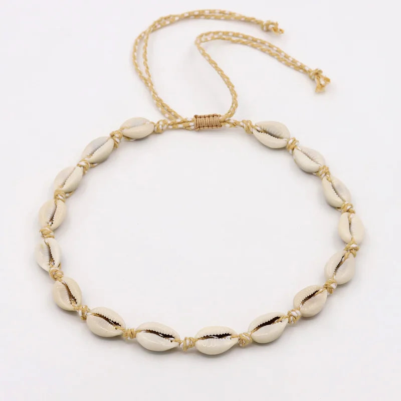 Shell Necklace Women's Neck Chain Jewelry Adjustable Handwoven Summer Beach Choker Necklace Female Girls Accessories