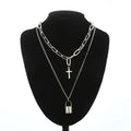 Layered Chain Necklace Cool Lock Goth Accessories Grunge Style Fairy Core Choker 2000s Aesthetic Y2k  Jewelry