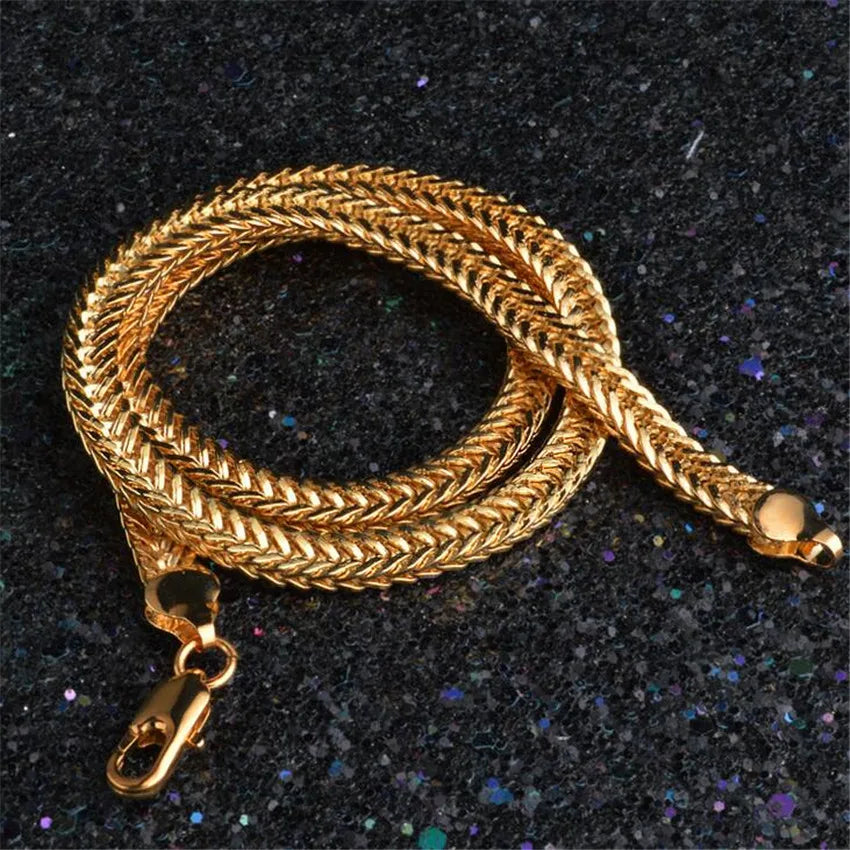 Gold Chain Necklace Hot Necklace Fashion Jewelry 18 K 6MM 50CM 20Inch Men Chain Geometric Pattern Snake Chain