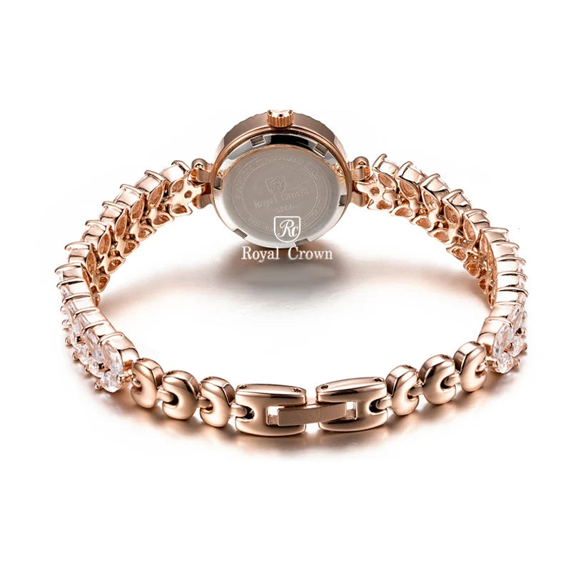 Royal Crown Women's Watch Japan Quartz Hours Fine Fashion Bracelet Jewelry Band Shell Luxury Rhinestones Girl Birthday Gift