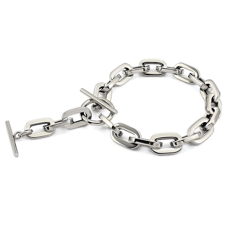 Trendy Oval Round Corner Link Chain Necklaces For Women Men Thick Choker Long Chain Tassel Pendant Charm Handmade Necklace